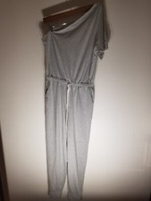 Women's Grey One Shoulder Drawstring Jumpsuit Size Medium