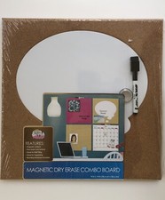 Magnetic Dry Erase Cork Combo Board 14 X 14 : Marker, Magnet, Mounting Hardware