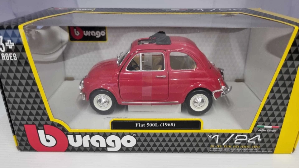 Modellino Auto In Scala 1:24 FIAT 500L 1968 Burago Diecast Modellismo Collezione - Immagine 3 di 3