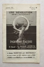 Original French Brochure Dépliant Pneu Increvable Baudou 1934 Automobilia