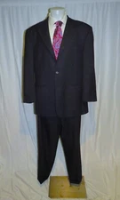Borbone Navy Blue Striped Three Button Suit 48L