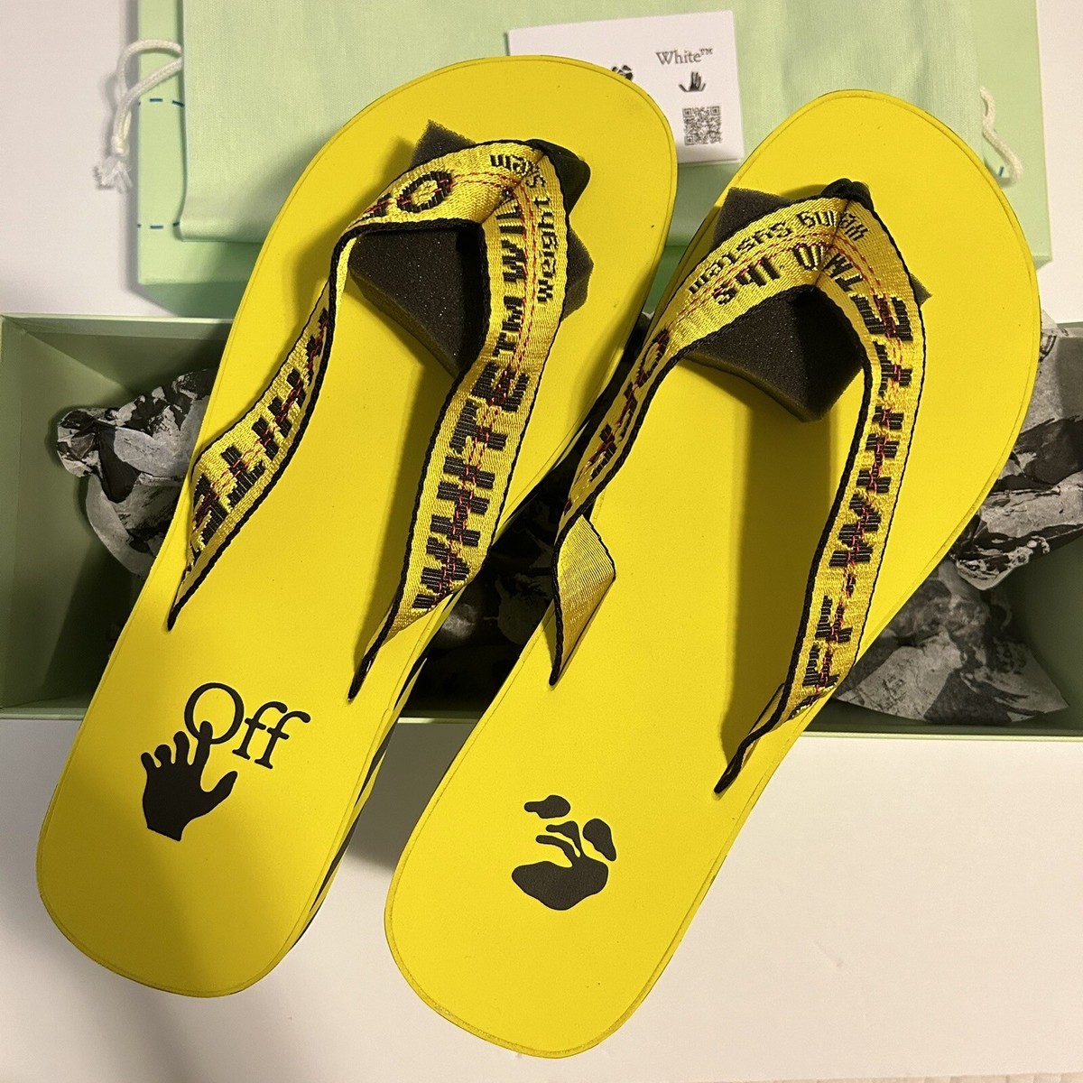 OFF-WHITE Industrial Logo Flip Flops Yellow Men's 10 | eBay