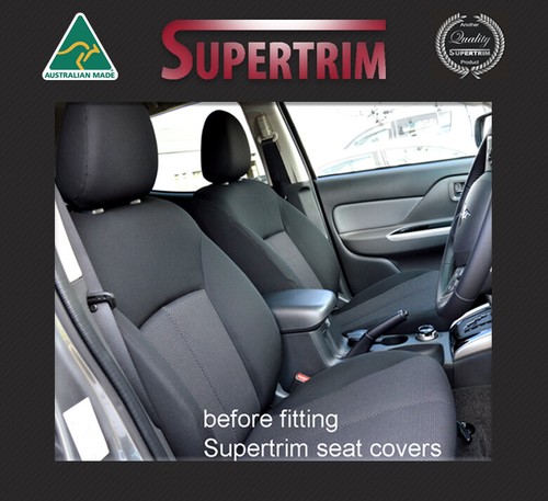 FRONT Seat Cover Full Back+Map Pocket Fit Mitsubishi Triton MQ Triton Waterproof - Picture 5 of 12