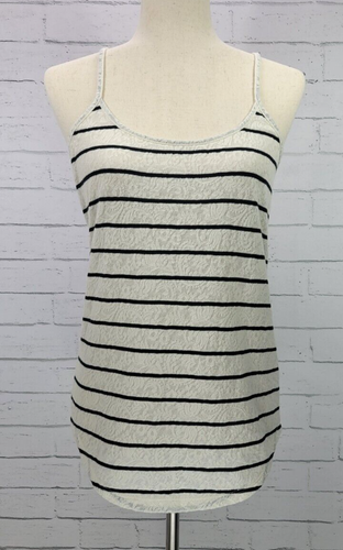 Ann Taylor LOFT Damen Träger-Tanktop gestreift Spitze Größe M schwarz creme - Bild 1 von 10