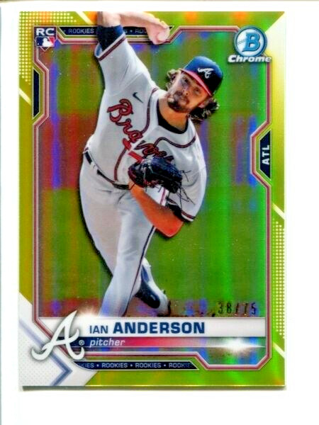 2021 Bowman Chrome Ian Anderson /75 Yellow Refractor #76 RC BRAVES