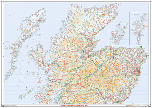 North Scotland Postcode Districts, Map of North Scotland Postcodes - Picture 1 of 6