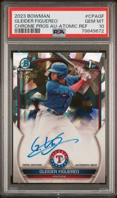 Gleider Figuereo 2023 Bowman Chrome Prospects Auto Atomic #CPAGF 62/100 PSA 10