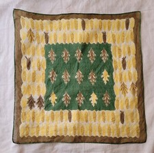 Vintage Tammis Keefe Hankie Harvest Cornrows and Fall Leaves Signed