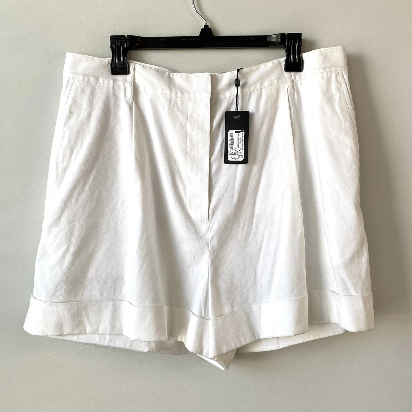 Rag & Bone Ivy Pleated Linen Blend Shorts White 16