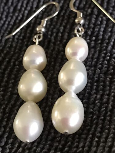 BEAUTIFUL FRESHWATER PEARL EARRINGS.TOP QUALITY & LUSTRE. EACH PEARL UNIQUE. - Picture 1 of 8