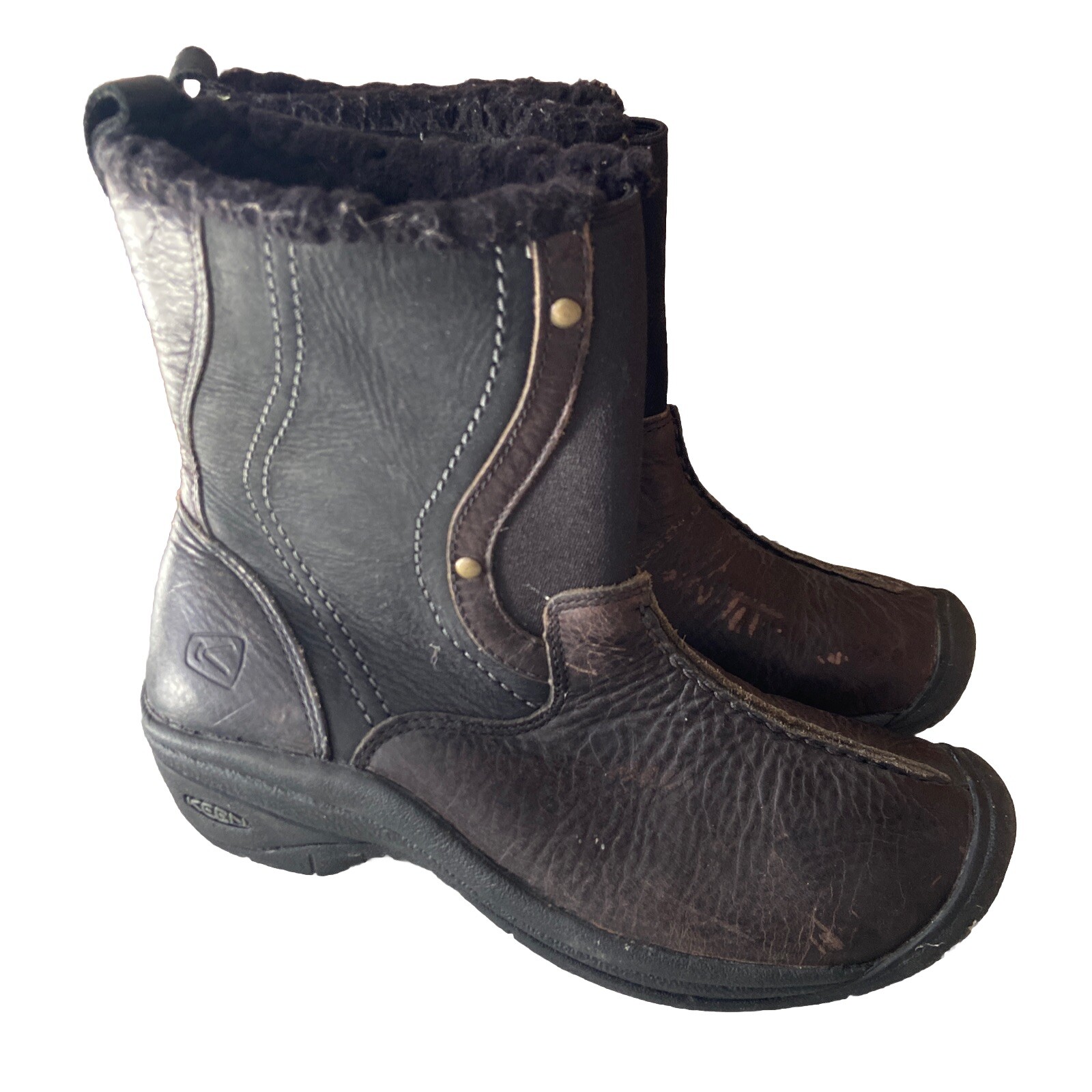 Stivaletti Keen donna US 7 5 neri marroni in pelle foderati sherpa Chester 5441