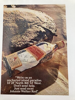 Johnny Walker Red Label Message In A Bottle Magazine Advertisement 