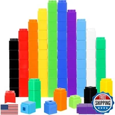Jenaai 300 Pcs Counting Cubes, Plastic Connecting Blocks, Colorful Math Cubes