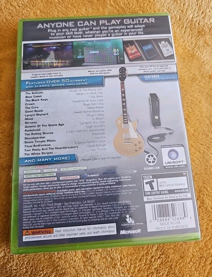 Rocksmith Authentic Guitar Games Xbox 360 2011 New Sealed - Image 2 of 3