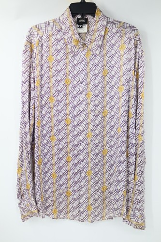 Vintage Versace Jeans Couture Shirt Mens XL Medusa Pattern Gold Chain Baroque