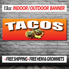 TACOS MEXICANOS MEXICAN RESTAURANT 13 OZ Indoor/ Outdoor Banner Hem Grommets