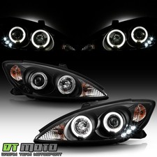 For Blk 2002-2006 Toyota Camry Led Halo Projector Headlights Lamps Leftright