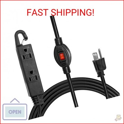 Iron Forge Cable 10 Ft 3 Outlets Black Extension Cord with Inline Switch On/Off,