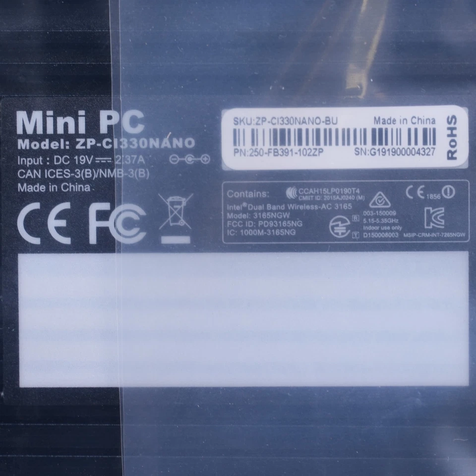 Mini PC Nano ZOTAC ZBOX CI330 Celeron N3160 1,6 GHz BAREBONES SIN RAM/SSD T12-B18 Foto 4 de 4