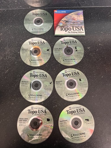 Delorme Trout Unlimited Topo USA Fly-Fishing Edition –Complete 8 Disc Set W/Case
