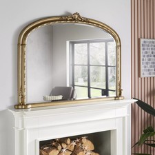 Overmantle Mirror Mayfair Arched with Antique Gold Frame-H 89cm x W127cm x D 4cm
