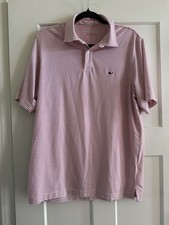 Vineyard Vines Performance Red White Striped Men's M Polo Shirt Stretch Golf