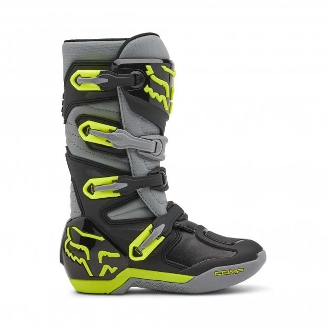 FOX Racing YOUTH Boots - COMP (Grey, Yellow) - Imagem 2 de 4
