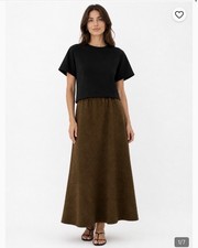 CP Shades Cotton Wool Flare Maxi Skirt Brown Rare Made in USA Size Medium
