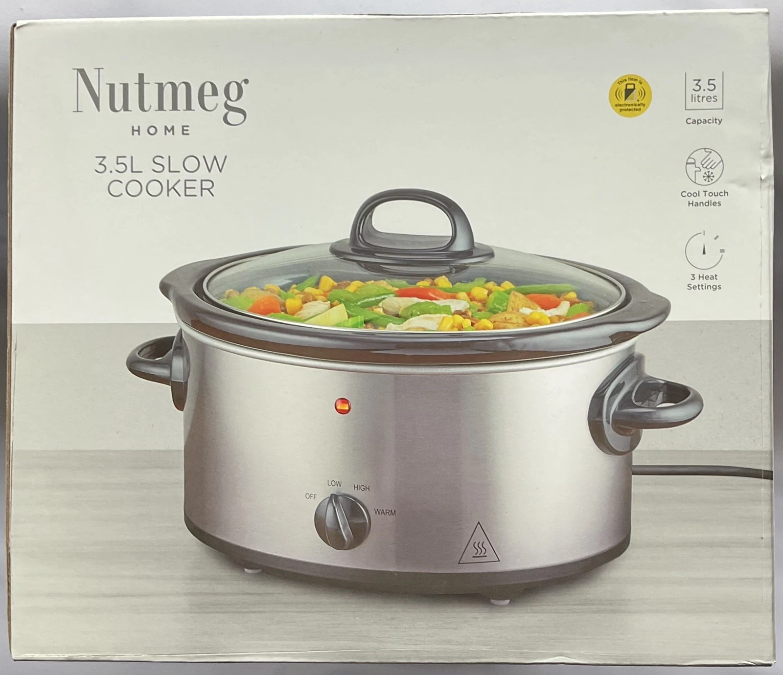 Nutmeg Home 3.5L Slow Cooker Black & Stainless Steel