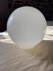 Vtg White Milk Glass Lamp Globe Barber Pole Light  8 “ D , 3.75 “Lip, 3 1/8 Hole