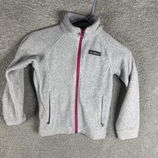 Columbia Fleece Jacket Girls Small Gray Full Zip Pockets Outdoor Warm Hiking