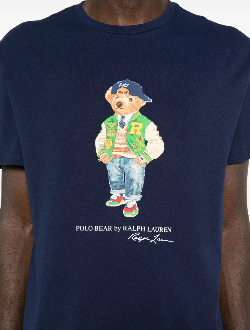 Polo Ralph Lauren Classic Fit Polo Bear Varsity Jersey T-Shirt Navy Short Sleeve