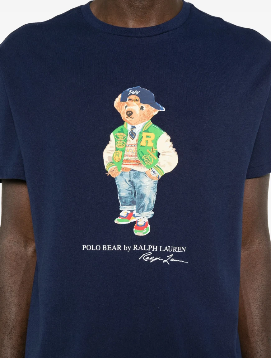 Polo Ralph Lauren Classic Fit Polo Bear Varsity Jersey T-Shirt Navy Short Sleeve
