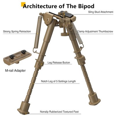 Portable 6-9'' Bipod with Sling Stud Adapter