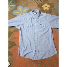Wrangler Pearl Snap Men's 16 1/2 Light Blue Short-Sleeve Button-Up Western Shirt