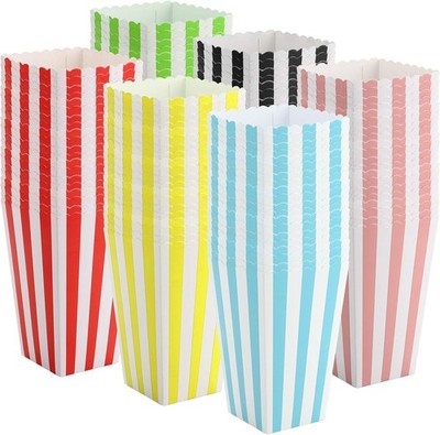 120 Stück Popcorn Boxen, Bunt Streifen Popcorntüten, Kleine Papier Popcorn Behäl