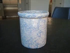 Antique Red Wing Pottery Butter Crock Blue Spongeware w/Cover