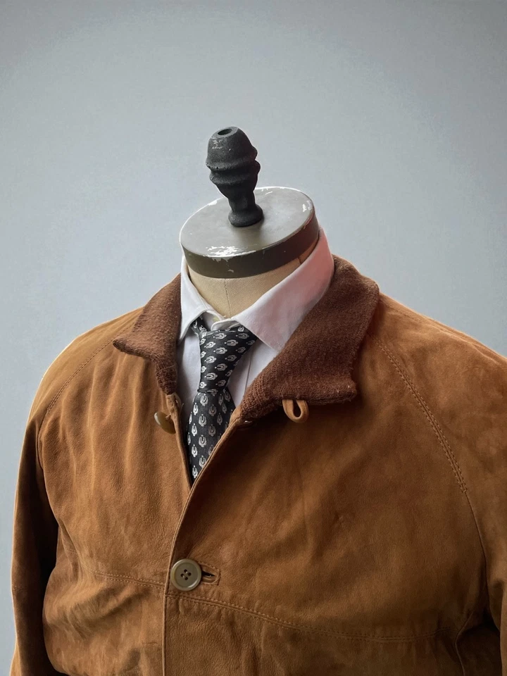 Vintage Real Leather Reindeer Renna Camoscio Bomber Giacca Jacket - Taglia 52 XL - Immagine 3 di 4