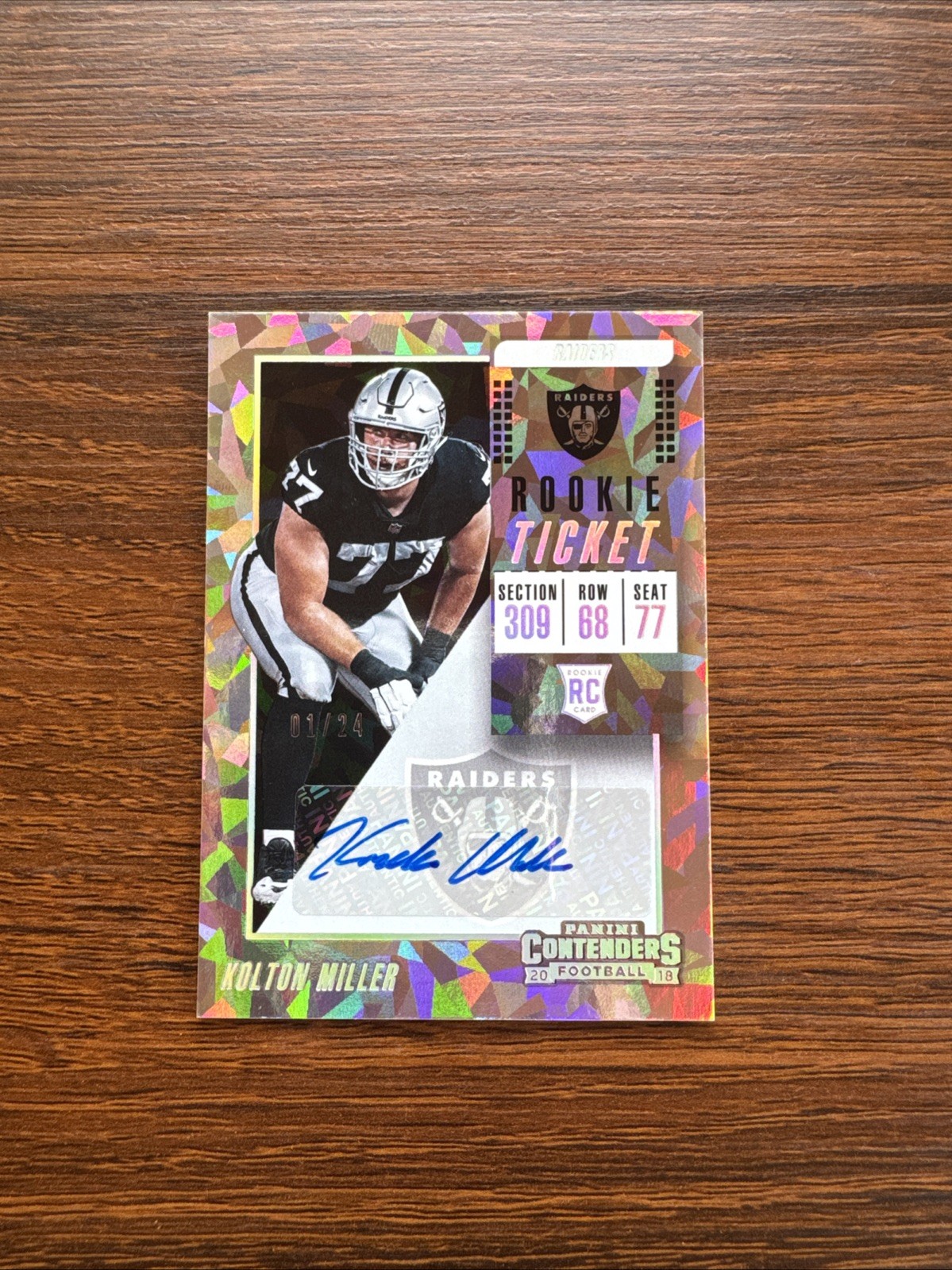 Kolton Miller Panini Contenders #237 Cracked Ice