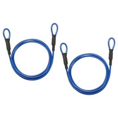 2pcs 1/8'' Dia 5.9ft Security Cable Lock Vinyl Coated Steel with Loop Black+Blue