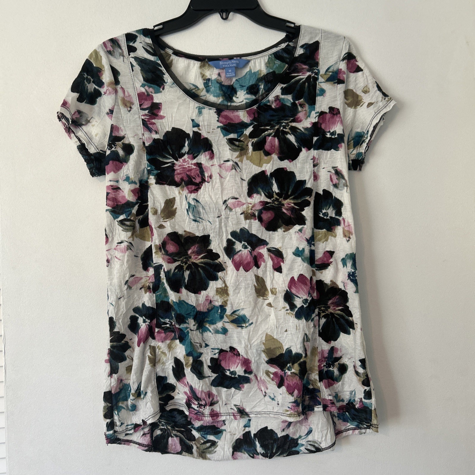 Vera Wang Simply Vera Women's Floral T Shirt Lightweight Size Medium