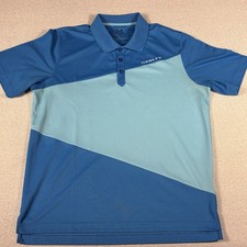 Oakley Hydrolic Regular Fit Golf Polo Shirt Men Large Blue Color-block Wick Dri