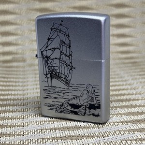 Lighter Zippo Chrome plating Sketch mermaid ship 2006