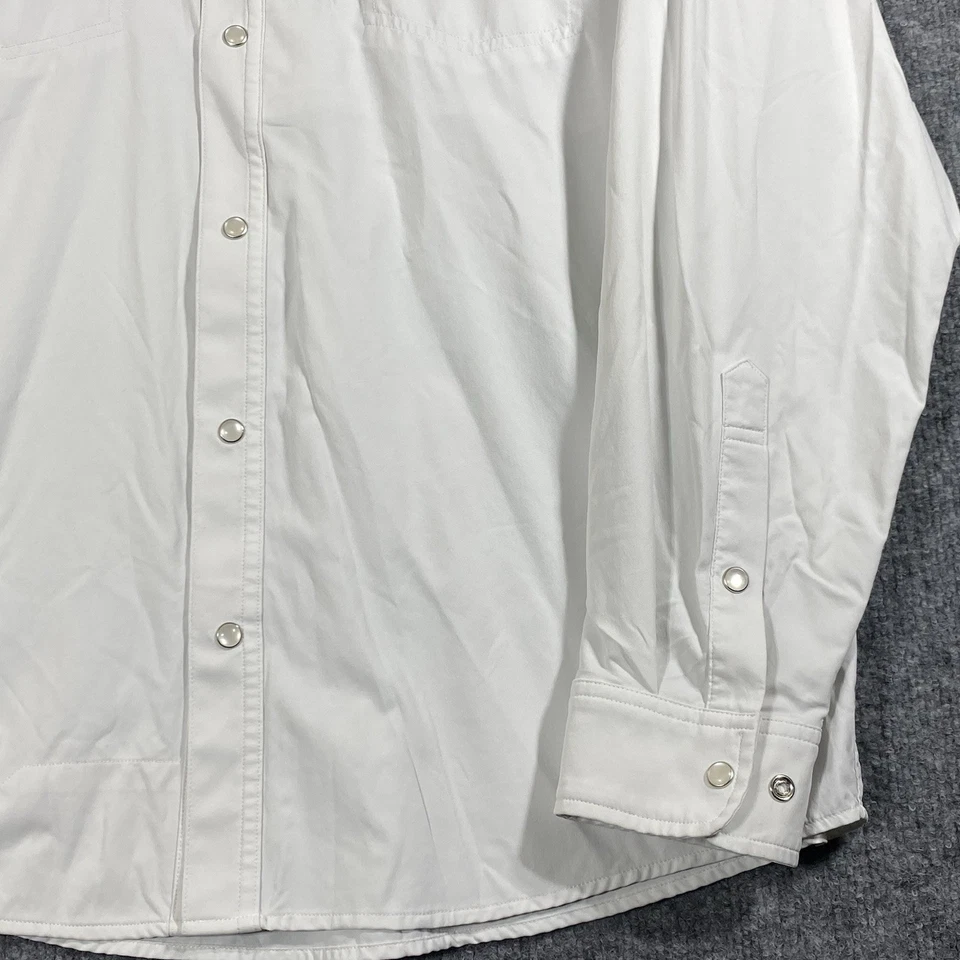 Poncho Pearl Snap Shirt Mens Large L White Long Sleeve Fishing Vented Outdoor - Image 4 of 4