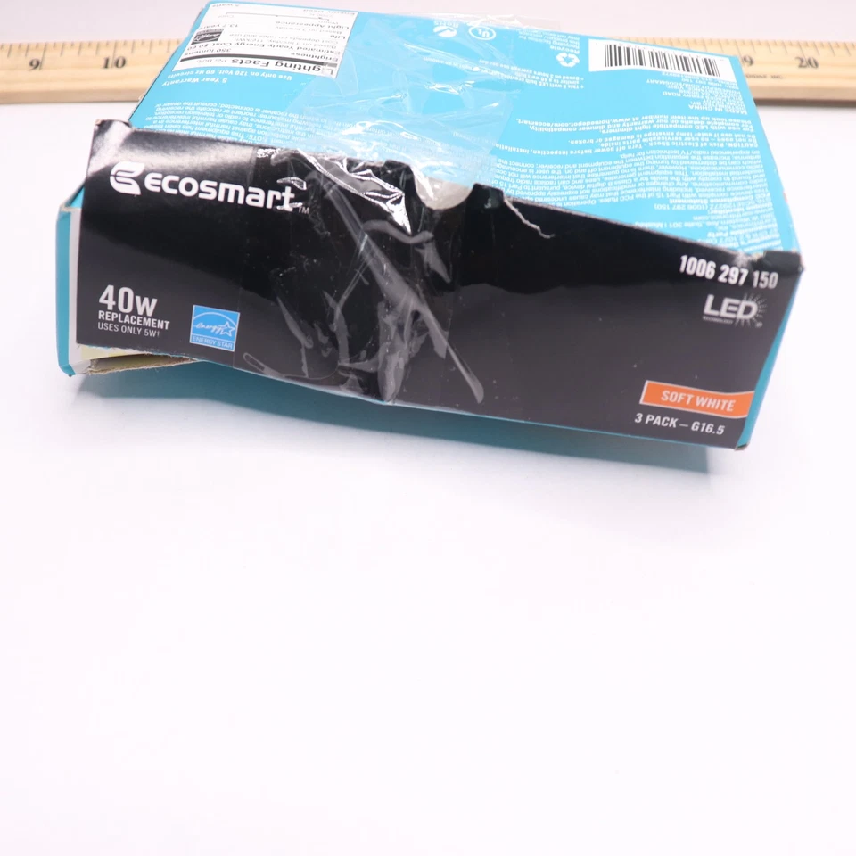 (3-Pk) Ecosmart Filament LED Light Bulb Dimmable Soft White 5W/40W 120V - Image 2 of 4