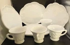 Vtg Set Of 4 Indiana Colony Harvest Milk Glass Luncheon Plates W/ Cups