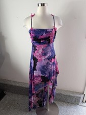 Y2K Forever21 Dress Women Large Floral Butterfly Strap Maxi Asym Hem Fairycore