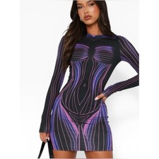 NWT White Fox Boutique Soulmate Long Sleeve Mini Dress Mercury Bodycon Small.