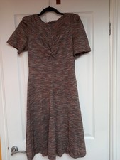 Vintage 60s 70s Mary Quant Gingers Group Brown Glittery Day Dress Size 8