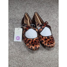 A New Day Tamsin Leopard Print Mary Jane Ballet Flats Brown Animal Print 6.5